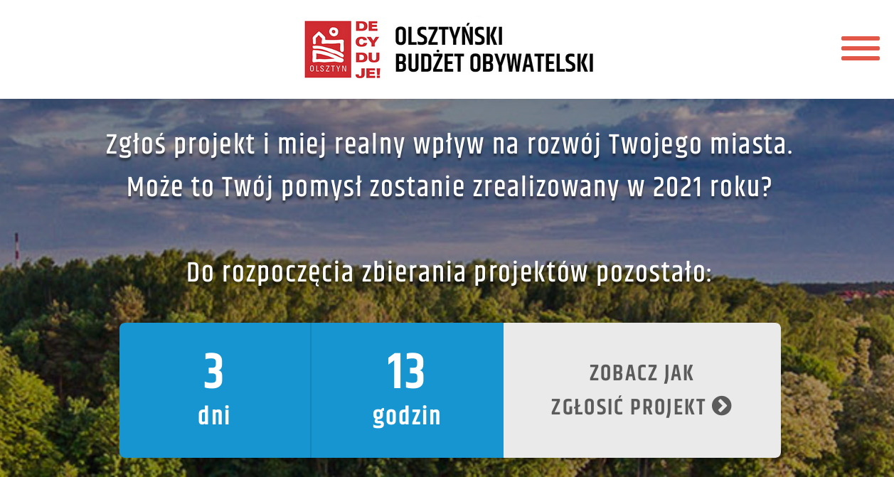 Strona internetowa Olsztyńskiego Budżetu Obywatelskiego